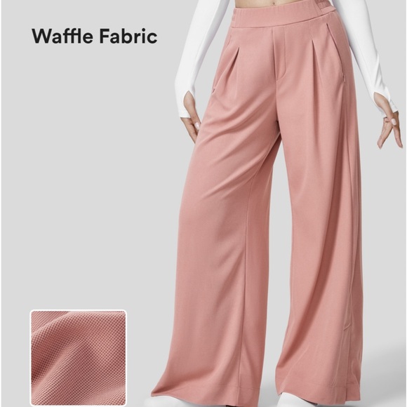 HALARA Pants - NIP HALARA High Waisted Plicated Zipper Pockets Split Hem Wide Leg Waffle XL